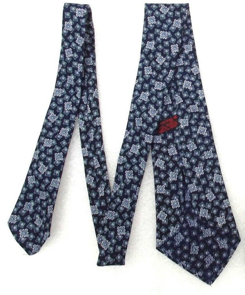 Tootal tie UNUSED vintage 1950s floral BLUE flowery tebilized cotton ...